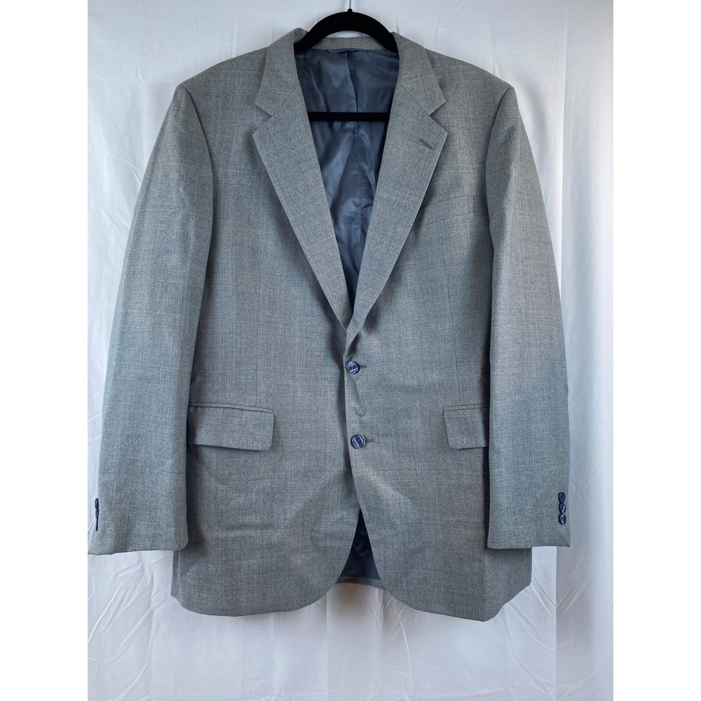Etienne Caron New York Paris Blue‎ Houndstooth Men's Blazer Size 44L Blue Gray